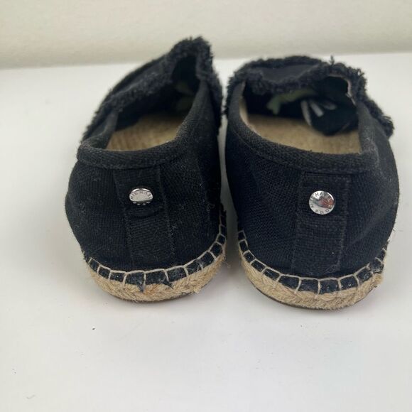 Michael Kors Kendrick Leather / Canvas Espadrilles Ruffle Black size 8 - Picture 2 of 5